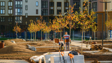 Аллея из розовых яблонь украсила парк-квартал Лайф