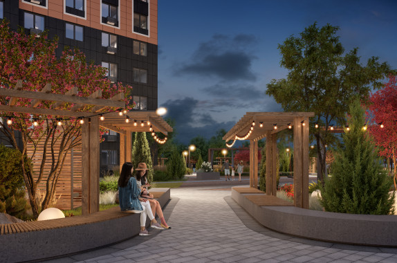 Разноуровневое освещение двора