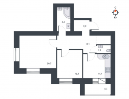2-комнатная, 75.9 м²