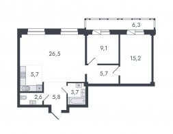 3-комнатная, 80.6 м²