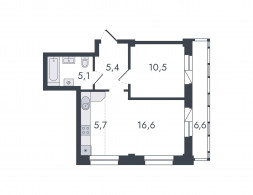 2-комнатная, 49.9 м²