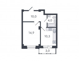 1-комнатная, 42.2 м²