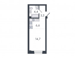 Студия, 28.9 м²