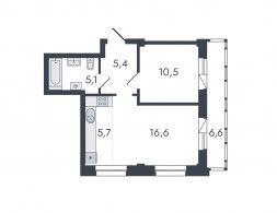 2-комнатная, 49.9 м²
