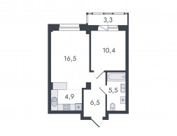 2-комнатная, 47.1 м²