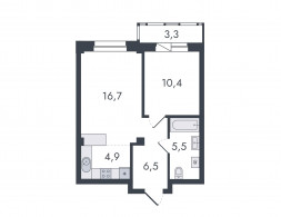 2-комнатная, 47.3 м²