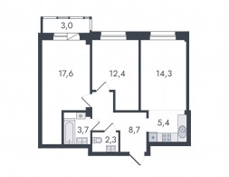3-комнатная, 67.4 м²