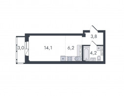 Студия, 31.3 м²