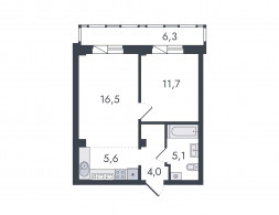 2-комнатная, 49.2 м²