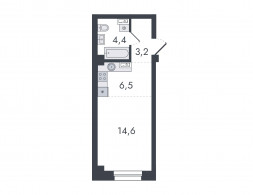 Студия, 28.7 м²