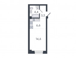 Студия, 28.8 м²