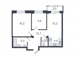 3-комнатная, 69.2 м²