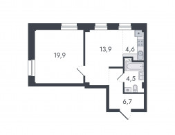 2-комнатная, 49.6 м²
