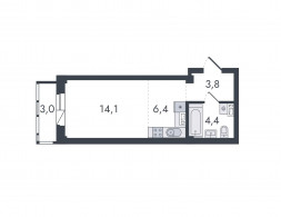 Студия, 31.7 м²