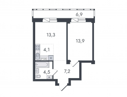 2-комнатная, 49.9 м²