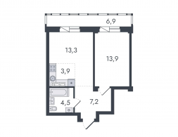 2-комнатная, 49.7 м²