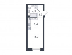 Студия, 28.6 м²
