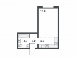 Студия, 27.2 м²