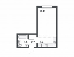 Студия, 26.4 м²