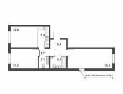 3-комнатная, 60 м²