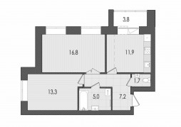 2-комнатная, 59.7 м²