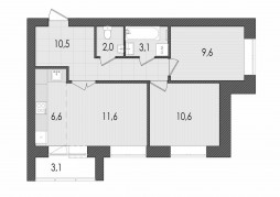 3-комнатная, 57.1 м²