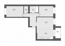 3-комнатная, 68.2 м²
