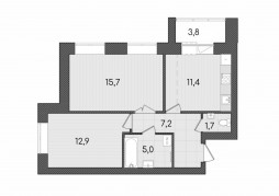 2-комнатная, 57.7 м²