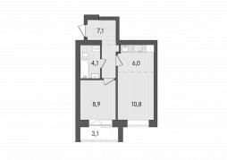 2-комнатная, 40 м²
