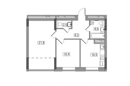 2-комнатная, 58 м²
