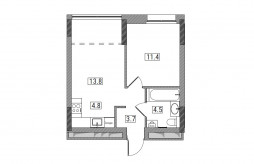 2-комнатная, 38.2 м²