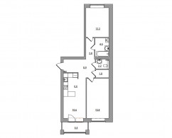 3-комнатная, 70.8 м²
