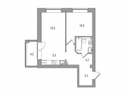 2-комнатная, 47.7 м²
