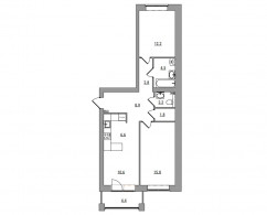 3-комнатная, 69.8 м²