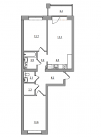 3-комнатная, 71.1 м²