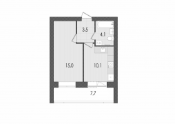 1-комнатная, 40.4 м²