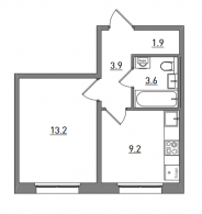 1-комнатная, 31.8 м²