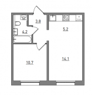 2-комнатная, 38 м²