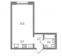 Студия, 26.5 м²