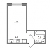 Студия, 26.5 м²