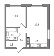 2-комнатная, 39.2 м²