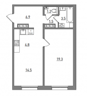 2-комнатная, 51.7 м²