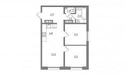 3-комнатная, 51.4 м²