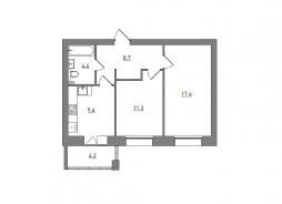 2-комнатная, 55.6 м²