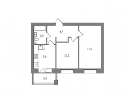 2-комнатная, 55.6 м²