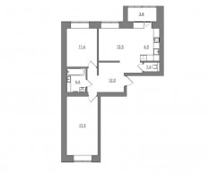 3-комнатная, 71.1 м²