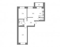 Евро 3-комнатная, 71.1 м²