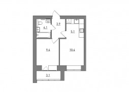 Евро 2-комнатная, 36 м²