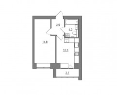 1-комнатная, 35.7 м²