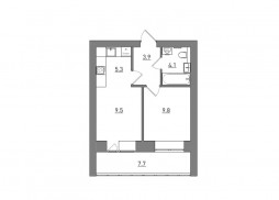 Евро 2-комнатная, 40.3 м²